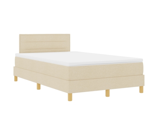Cama con somier  con colchón y LED crema 120x200 cm tela