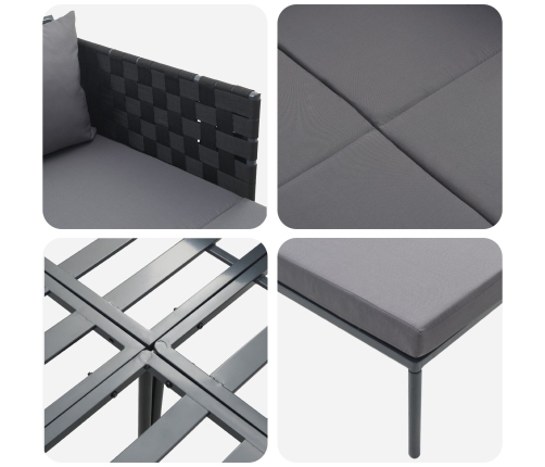 Tumbona  con cojines para 2 personas Anthracite 115x153x69,5 cm Acero
