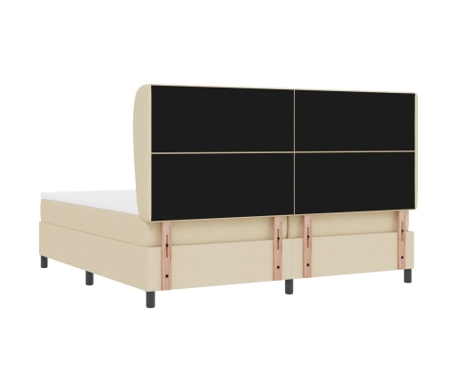 Cama con somier y colchón  - Crema, 200x200 cm de tela