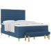 Cama con Base de Muelles con Colchón y Banco Azul 140x190 cm Tela