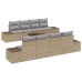 Set de Sofá de Jardín de 7 Piezas con Cojines Beige Ratán Poliéster