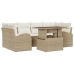 Set de Sofá de Jardín de 7 Piezas con Cojines Beige de Poliratán