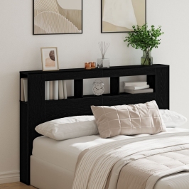 Cabecero LED  Negro Roble 160x18,5x45 cm Madera elaborada