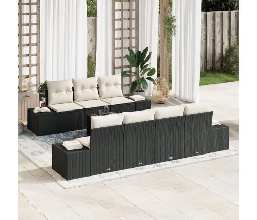 Conjunto de Sofás para Jardín de 8 Piezas con Cojines Negro Ratán Sintético