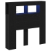 Cabecera de Almacenamiento  con Luces LED Roble Negro 100x18,5x103,5 cm