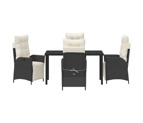 Juego de Comedor de Jardín de 5 Piezas Rattan Negro