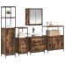 Conjunto de Muebles de Baño de 5 Piezas  en Roble Ahumado de Madera Derivada