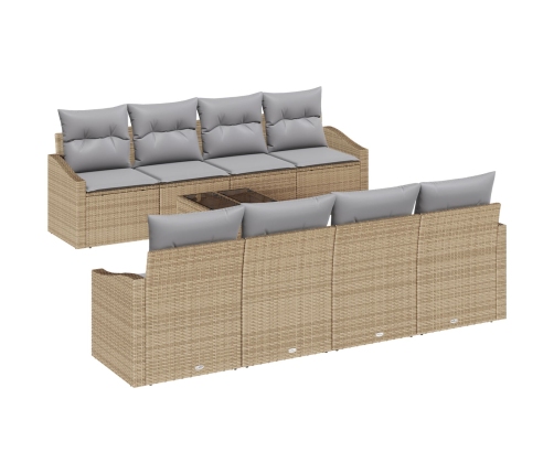 Conjunto de Sofá de Jardín de 7 Piezas con Cojines Beige Poliratán