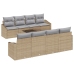 Conjunto de Sofá de Jardín de 7 Piezas con Cojines Beige Poliratán