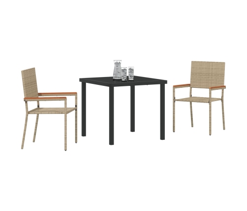 Juego de Comedor de Jardín de 3 Piezas Beige Poliratán