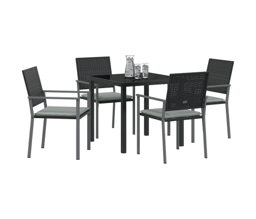 Set de 3 Negro Poliratán PE, Acero con recubrimiento en polvo