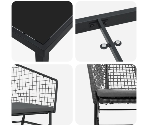 Set de 4 Negro Poliratán Dos plazas