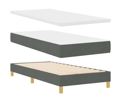 Cama con Box Spring  con Colchón y Luz LED Gris Oscuro 90x200 cm Tela