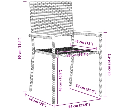 Conjunto de Comedor de Jardín de 7 Piezas  Poliratán Negro