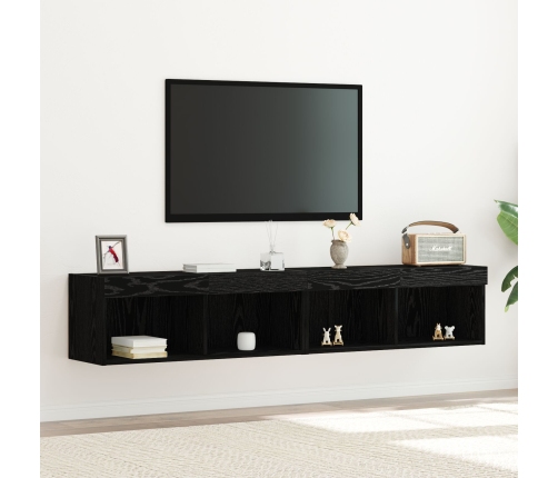Muebles para TV  con luces LED 2 pcs Roble Negro 80x30x30 cm