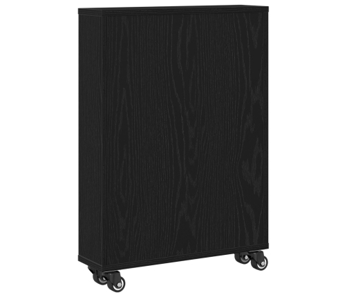 Carro de almacenamiento estrecho  de roble negro 48x13x68 cm de madera elaborada