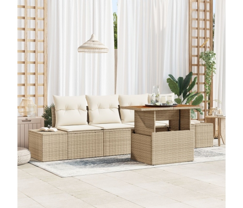 Set de sofá de jardín  Set de 5 Beige Ratán Muebles de exterior