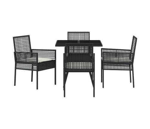 Juego de comedor de jardín de 5 piezas negro de poliratán