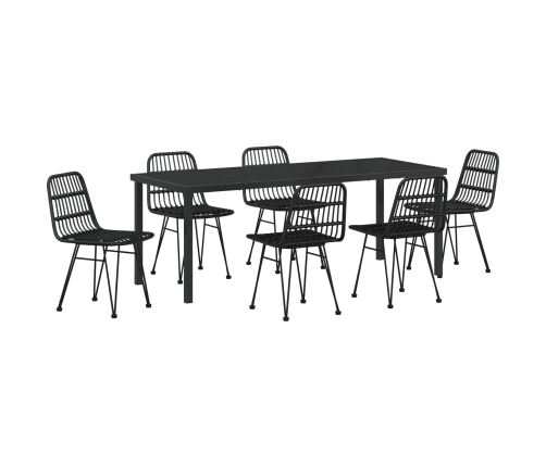 Conjunto de Comedor de Jardín  de 7 Piezas Negro Poliratán
