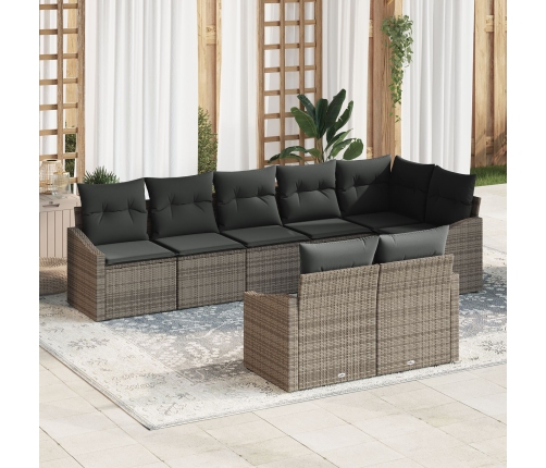 Conjunto de Sofás de Jardín  Juego de 8 Gris Oscuro y Marrón