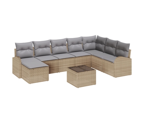 Juego de sofá de jardín  Set de 9 Beige Rattan