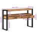 Mesas Auxiliares  Negras 120x33x75 cm de Madera Maciza de Acacia y Metal