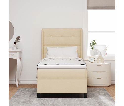 Cama con Box Spring y Colchón  Crema 100x200 cm Tela