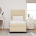 Cama con Box Spring y Colchón  Crema 100x200 cm Tela