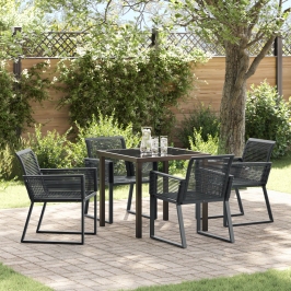Set de Comedor de Jardín  de 5 Piezas Ratan Polímero Negro