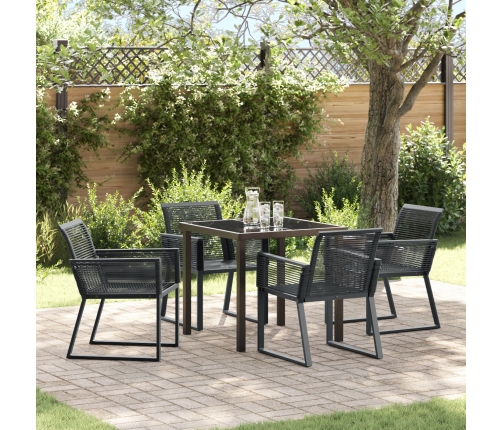 Set de Comedor de Jardín  de 5 Piezas Ratan Polímero Negro