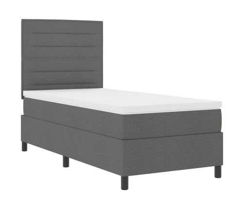 Cama con Somier  con Colchón y LED Gris Oscuro 90x200 cm Tela