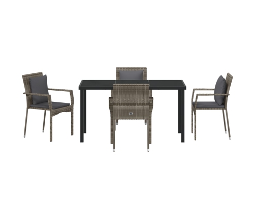 Juego de Comedor de Jardín  de 5 piezas con cojines Gris Poliratán