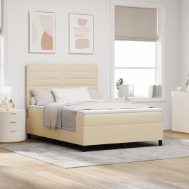 Cama Box Spring  con Colchón Crema 140x190 cm Tela
