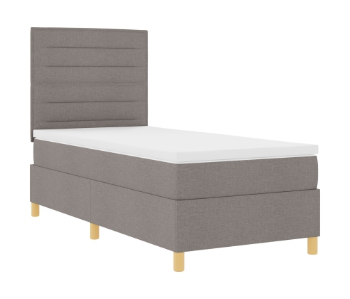 Cama con sommier y colchón  Taupe 90x200 cm Tela