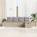 Conjunto de Sofás de Jardín de 5 Piezas con Cojines Beige Ratán Sintético