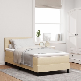 Marco de Cama  con Colchón Beige Tela 90 x 200 cm Colchón de Cama