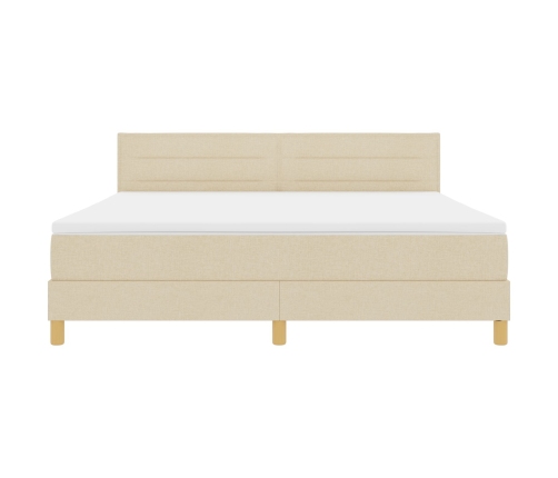 Cama con Box Spring  con Colchón Crema 180x200 cm Tela