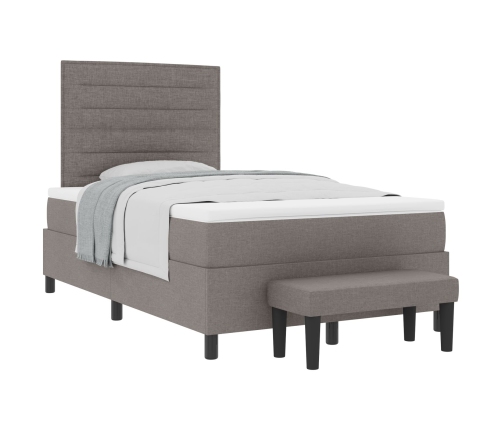 Cama con base  con colchón y banco taupe 120x200 cm de tela