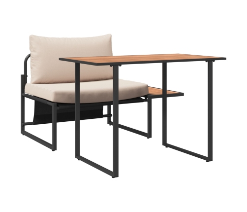 Conjunto de Comedor Jardín de 2 Piezas Silla Individual con Cojines Taupe