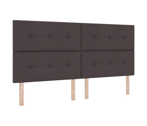 Cama con Box Spring  con Colchón y Banco Marrón Oscuro 200x200 cm Tela
