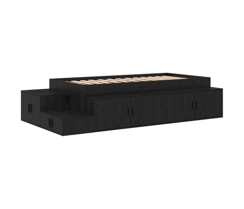 Estructura de cama de almacenamiento en roble negro 80x200 cm