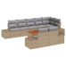 Set de sofá de jardín  de 9 piezas con cojines Beige Poliratán Acacia