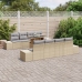 Conjunto de Sofá de Jardín de 9 Piezas con Cojines Beige de Ratán Poliéster