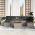 Conjunto de Sofá de Jardín  8 Piezas Gris Mimbre