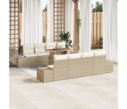 Conjunto de Sofá de Jardín de 7 Piezas con Cojines Beige de Poliratán