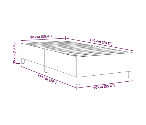 Cama Box Spring  Azul Individual de Tela de Pana