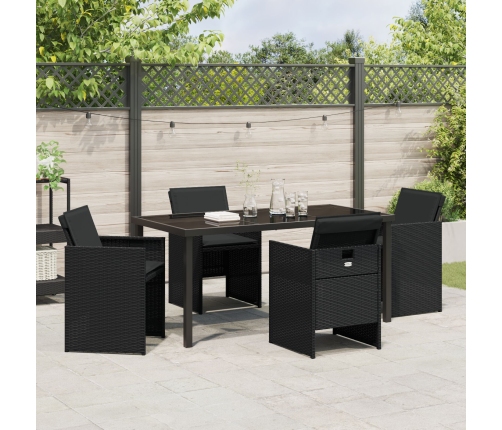 Conjunto de comedor de jardín de 5 piezas con cojines Ratán negro