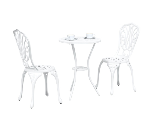 Conjunto de Bistro de Jardín de 3 Piezas  de Aluminio Fundido Blanco