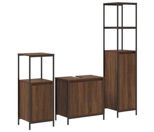 Conjunto de Muebles de Baño  de 3 Piezas en Madera Elaborada de Roble Marrón