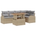 Juego de Comedor de Jardín de 6 Piezas con Cojines Poliratán Beige Acacia